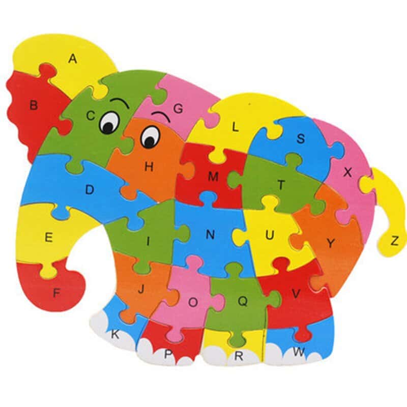 10 jouets Montessori pour développer le langage et les sens - Elephant-Puzzle-Animal-Alphabet-apprendre