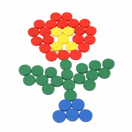 Plaques rondes multicolores Montessori fleur