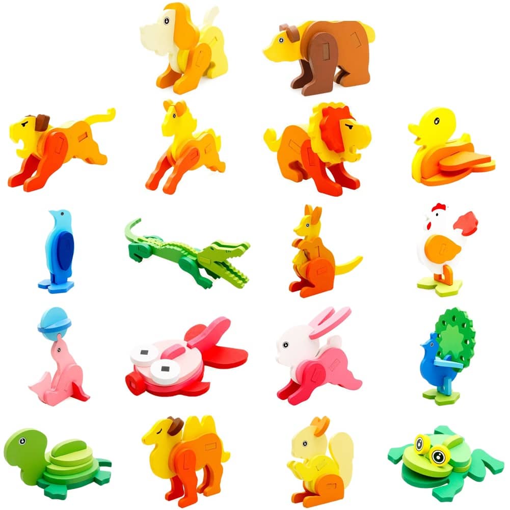 Puzzles en Bois, Montessori Jeux Enfant Formes géométriques Animal