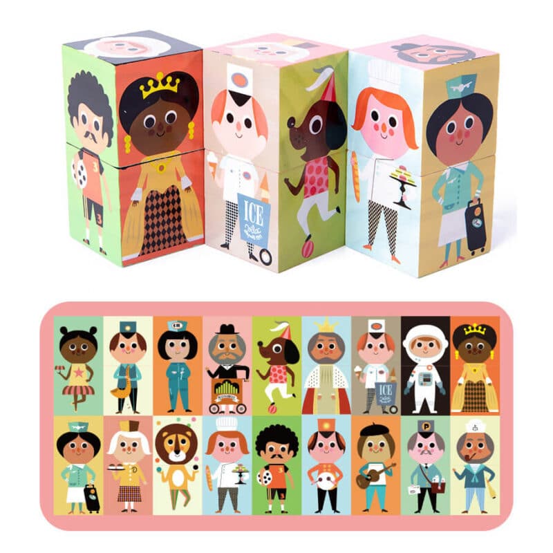 Puzzle personnages en bois (blocs) complet