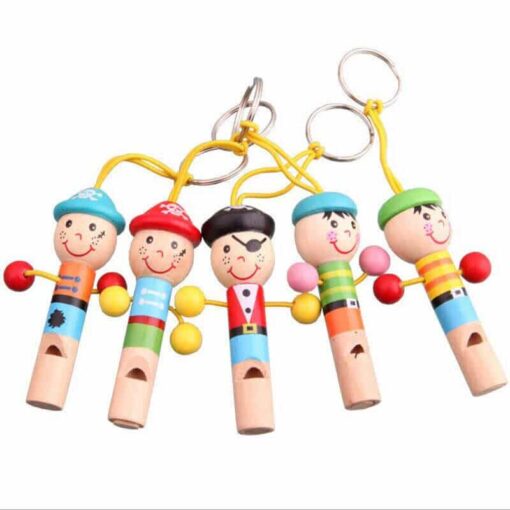 Lot de 5 sifflets en bois multicolores