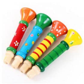 Trompette en bois multicolore