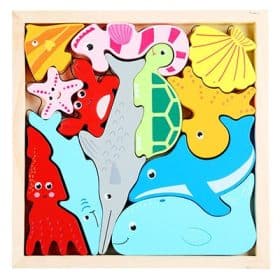 Puzzle en bois Montessori animaux marins