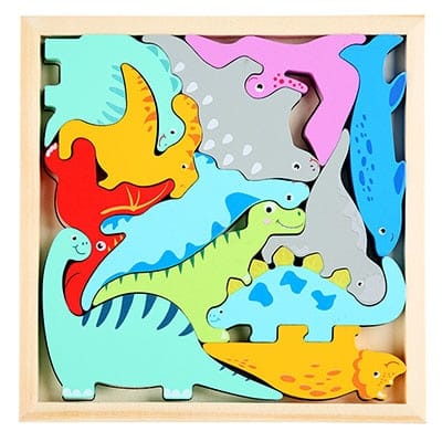 Puzzle en bois Montessori dinosaures