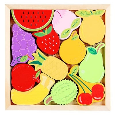 Puzzle en bois Montessori fruits et légumes
