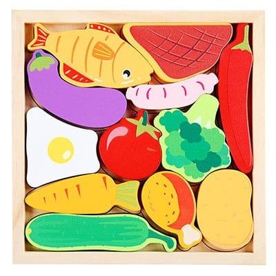 Puzzle en bois Montessori aliments
