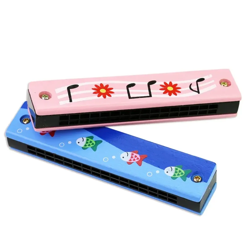 Harmonica coloré en bois pour enfants 02