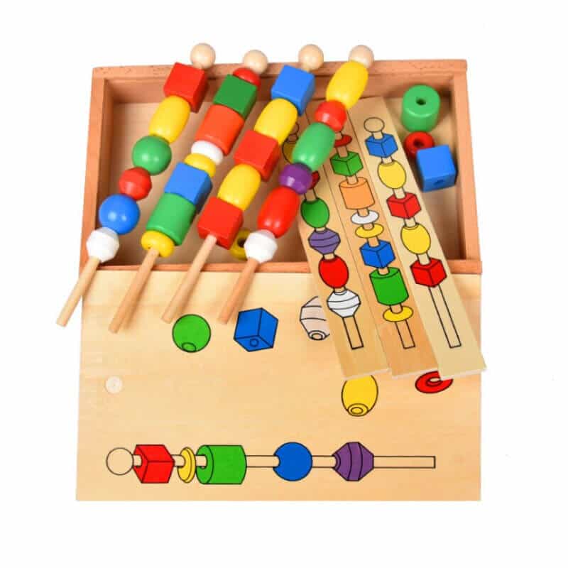 2 in 1 Montessori Jeux en Bois 2 3 4 5 Ans Jeu de Pêche Magnétique Perles  en Bois Jeu d'enfilage avec 26 lettres & 10 numéro Puzzles en Bois  Motricité
