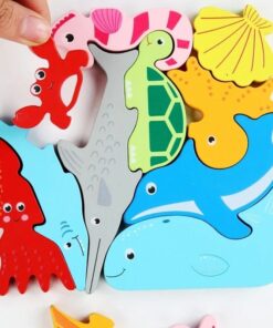Puzzle en bois Montessori animal mer